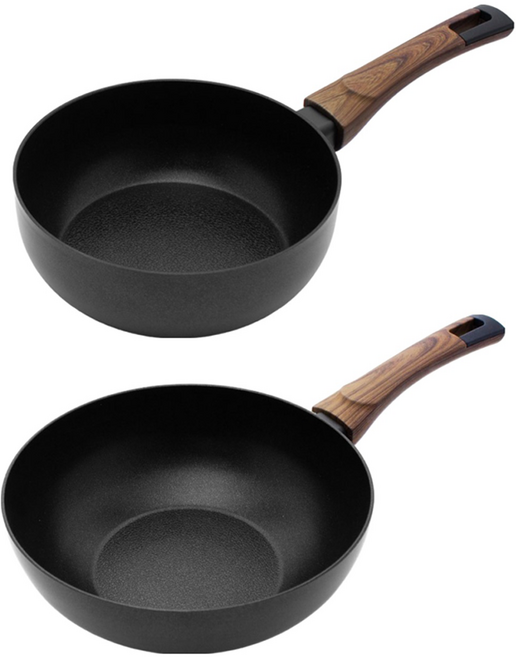 실바트 인덕션 까리노 IH 프라이팬 시리즈 2개, 블랙 + 브라운, 궁중팬 20cm + 궁중팬 24cm, 1세트