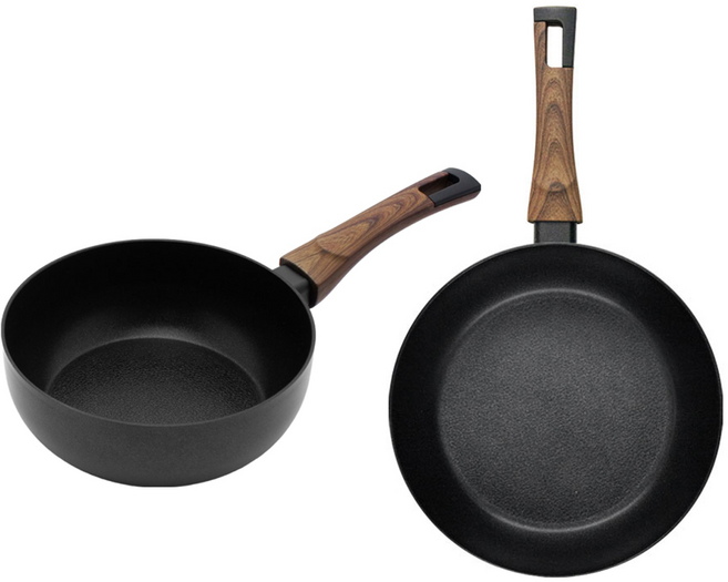 실바트 인덕션 까리노 IH 프라이팬 시리즈 2개, 블랙 + 브라운, 궁중팬 20cm + 프라이팬 24cm, 1세트