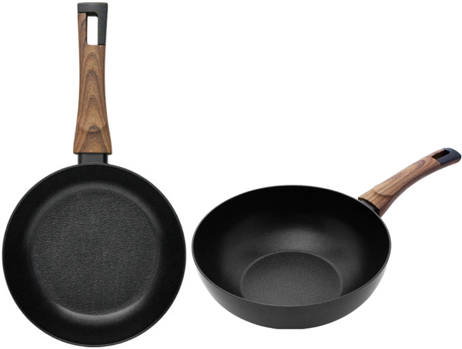 실바트 인덕션 까리노 IH 프라이팬 시리즈 2개, 블랙 + 브라운, 프라이팬 20cm + 궁중팬 24cm, 1세트