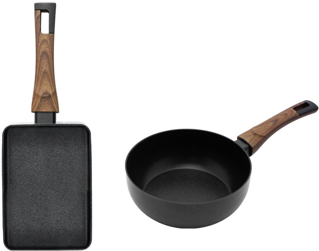 실바트 인덕션 까리노 IH 프라이팬 시리즈 2개, 블랙 + 브라운, 계란말이팬 18cm + 궁중팬 20cm, 1세트