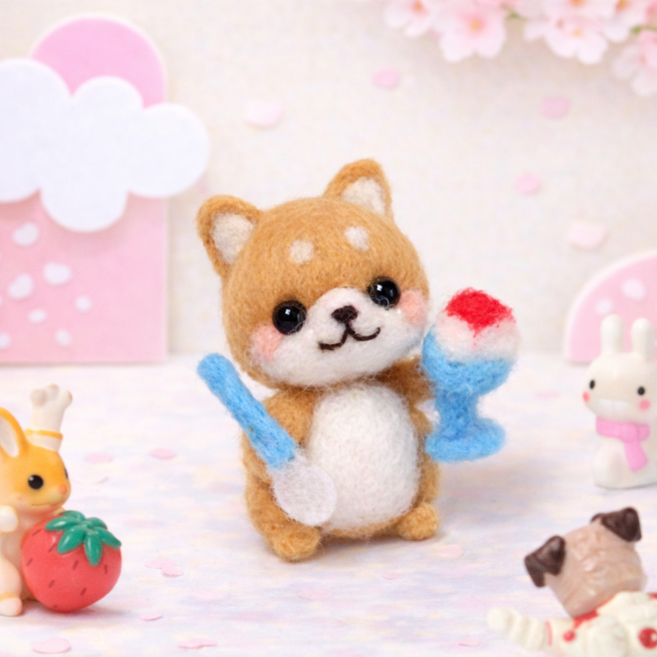 아트조이 DIY 양모펠트 키트, 1세트, 아이스크림강아지