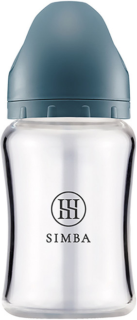 Simba 小獅王辛巴 蘊蜜質金玻璃寬口防脹氣奶瓶, 波藍, 180ml, 1個