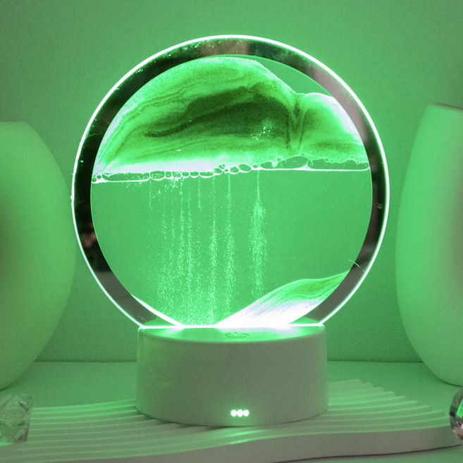 아트조이 LED 모래멍 샌드아트 모래시계 무드등, 그린