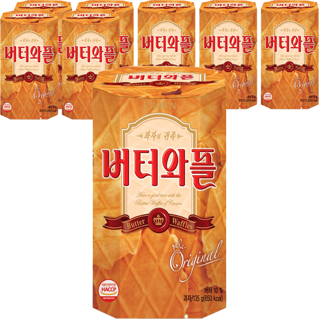 크라운 버터와플, 135g, 8개