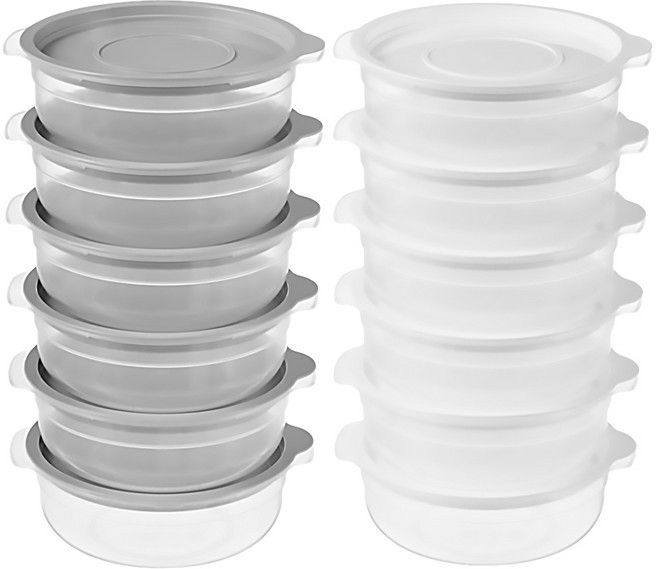 comet 可微波圓形保鮮盒, 12個容器 + 12個蓋子, 1組