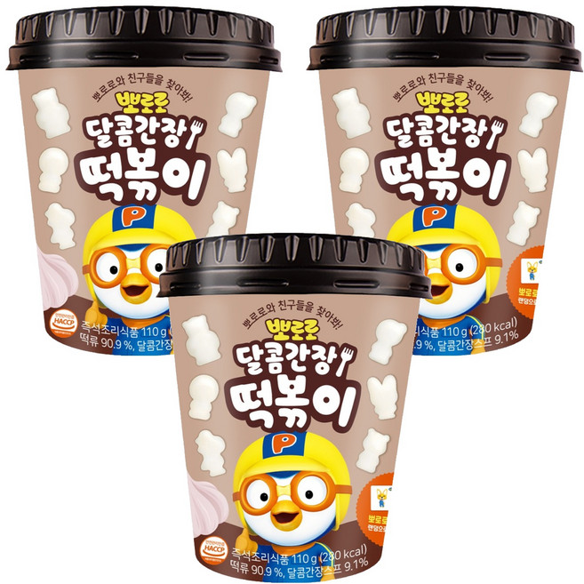 어니스트에프엔비 뽀로로 달콤간장 떡볶이, 110g, 3개