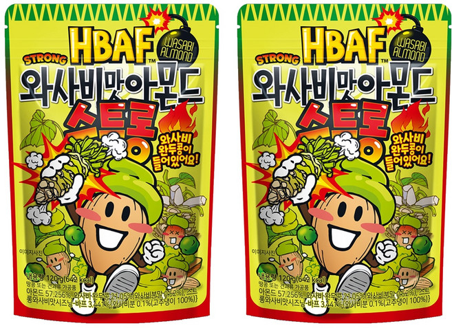 바프 와사비맛 아몬드 스트롱, 2개, 120g