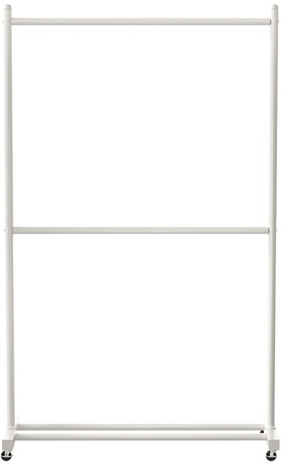 comet 鐵製移動式雙層落地衣架, 白色