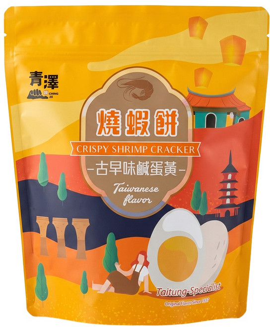 青澤 燒蝦餅 古早味鹹蛋黃, 100g, 1包