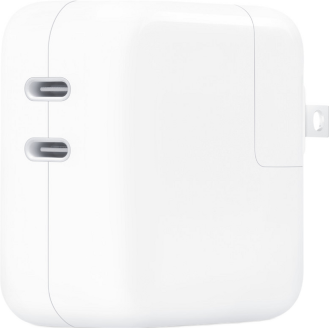 Apple 台灣公司貨 35W 雙 USB-C 埠電源轉接器 2024 A2676, 白色, 1個