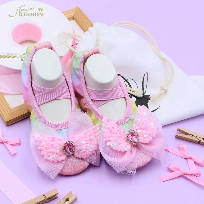 비단길 여아용 트윙클페어리 발레슈즈 + 슈즈 파우치 세트