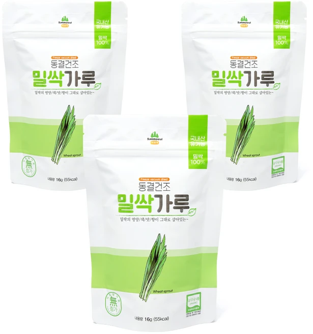 산마을 동결건조 밀싹가루, 3개, 16g - 쿠팡