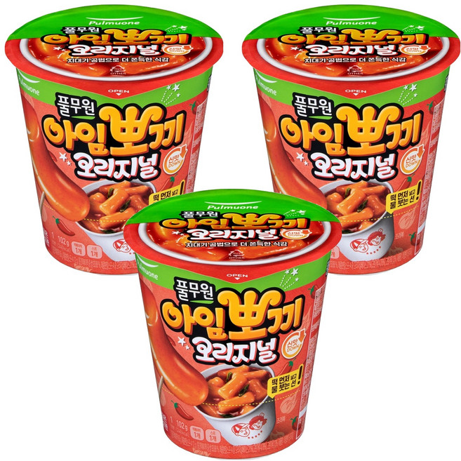 풀무원 아임뽀끼 오리지널 떡볶이, 102g, 3개