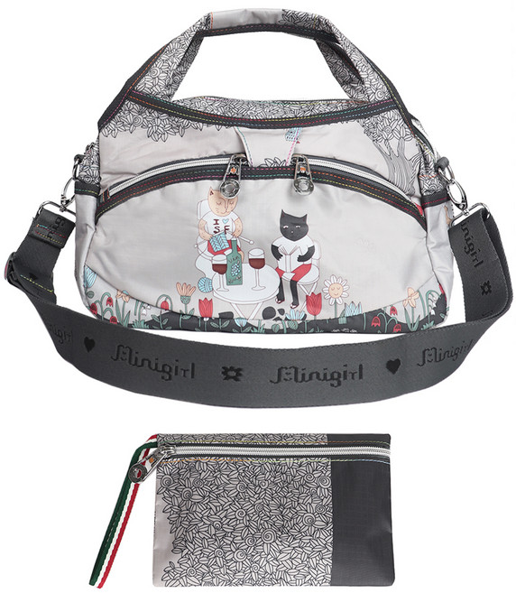 미니걸 고양이 라운드토트 + 파우치 CG3630 숄더 그레이