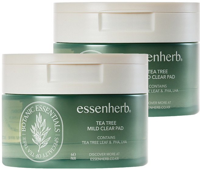 essenherb 茶樹溫和淨透棉片 160g, 2個, 60片