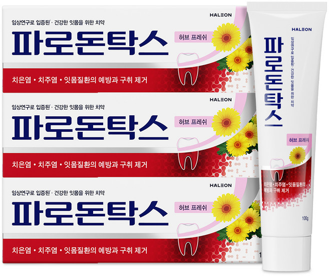 파로돈탁스 허브 프레쉬 치약, 100g, 3개