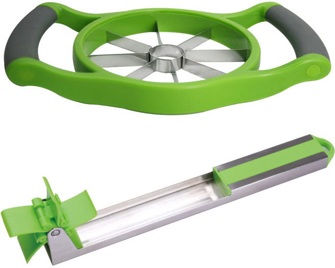 리빙글로리 수박 큐브 커터 + 쿠킹랜드 사과 커터 세트, 1세트