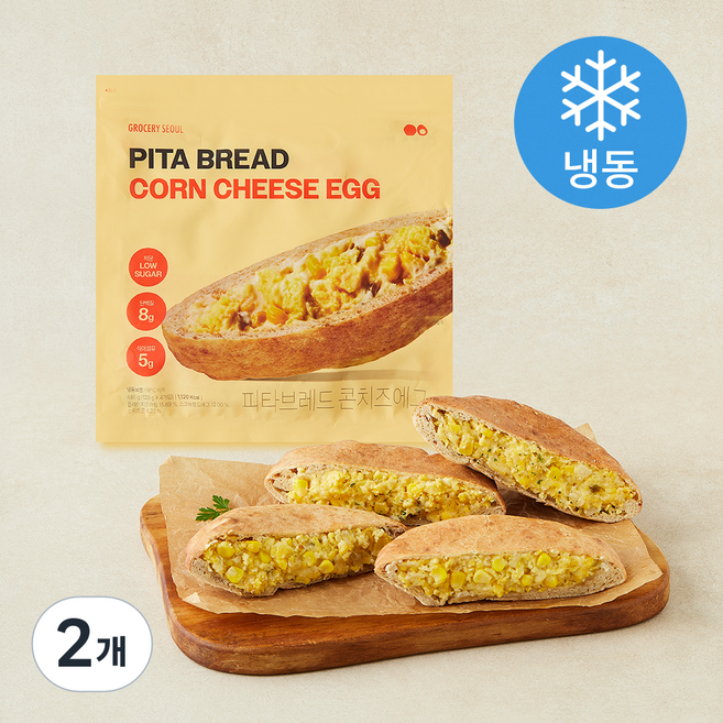 그로서리서울 피타브레드 콘치즈에그 (냉동), 120g, 2개, 4개입