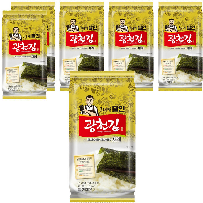 광천김 3대째 달인 재래김, 15g, 6개
