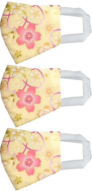 Osun 歐桑生活 台灣製 防疫3D立體三層防水運動透氣布口罩 成人用, 櫻花黃, 1入, 3片