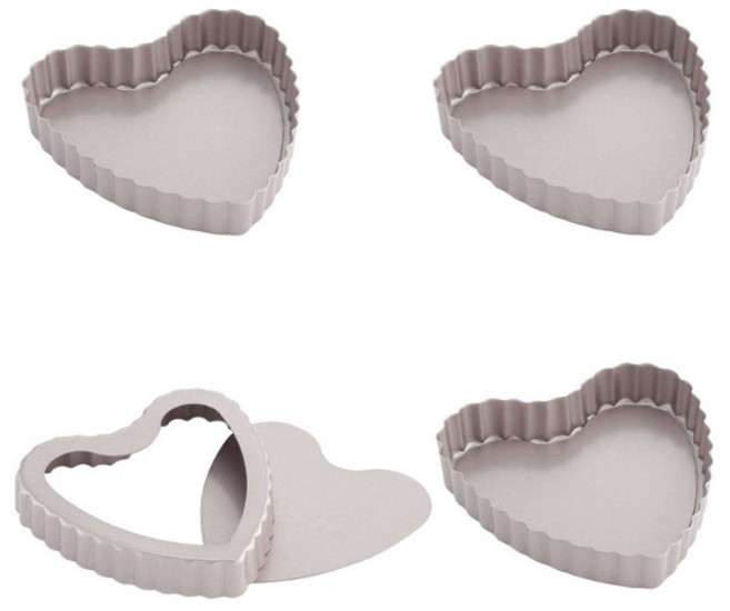 쉐프메이드 분리형 미니 하트타르트팬, 4개