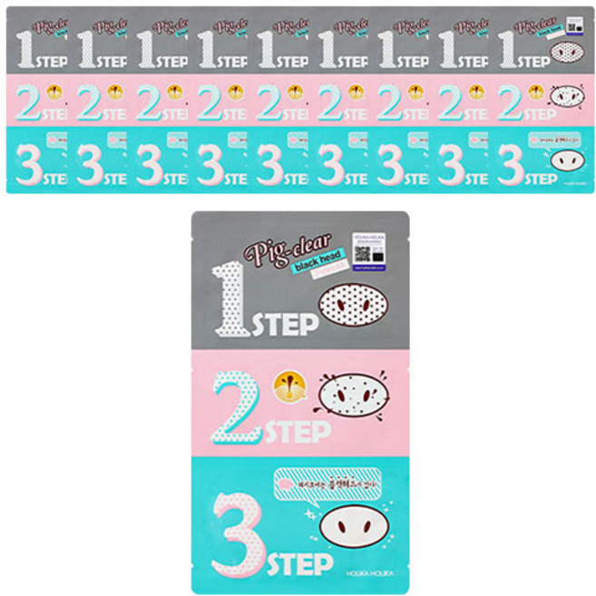 홀리카홀리카 피그 클리어 블랙헤드 3 step 키트 코 팩, 5개입, 2개