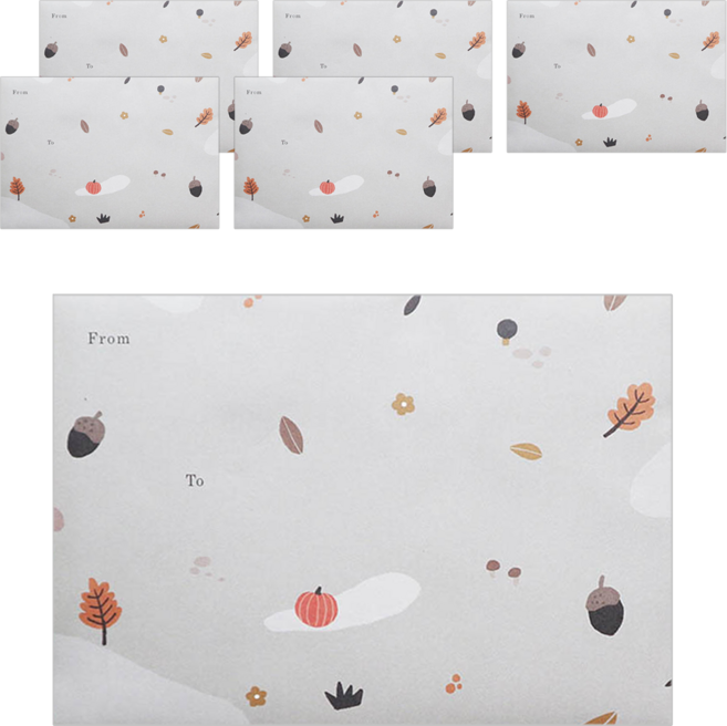 KerKerland 插畫信封袋, 6個裝, 秋日果實 插畫信封 多色