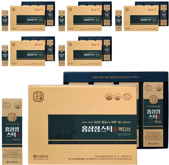 한삼인 홍삼정스틱 액티브 32p + 쇼핑백, 320ml, 6세트