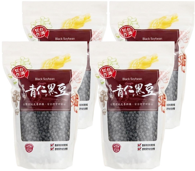 茂喜食品 台灣契作 台南三號青仁黑豆, 600g, 4包