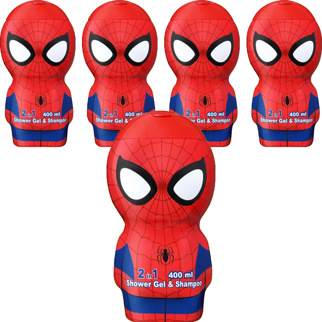 MARVEL 漫威 SPIDER-MAN 蜘蛛人 蜘蛛人限定版 2合1沐浴洗髮精, 400ml, 5瓶