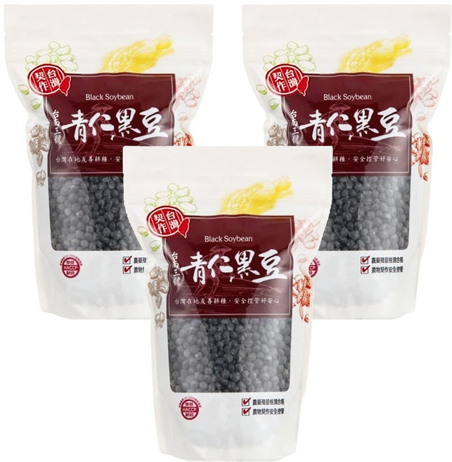 茂喜食品 台灣契作 台南三號青仁黑豆, 600g, 3包