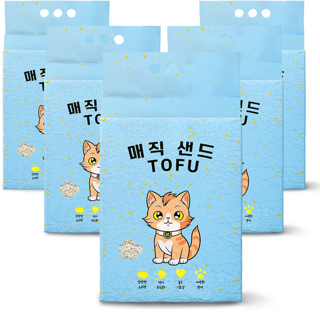 메디펫 응고형 매직 고양이 두부모래 가는입자, 10L, 5개, 라벤더향