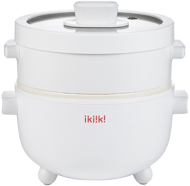 ikiiki 伊崎家電 陶瓷蒸煮電火鍋 白色 2L 原廠保固, IK-MC3405, 1台