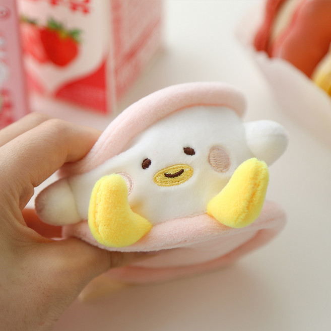 모찌타운 마카롱 오리 말랑볼 봉제인형, 70mm, 핑크, 1개