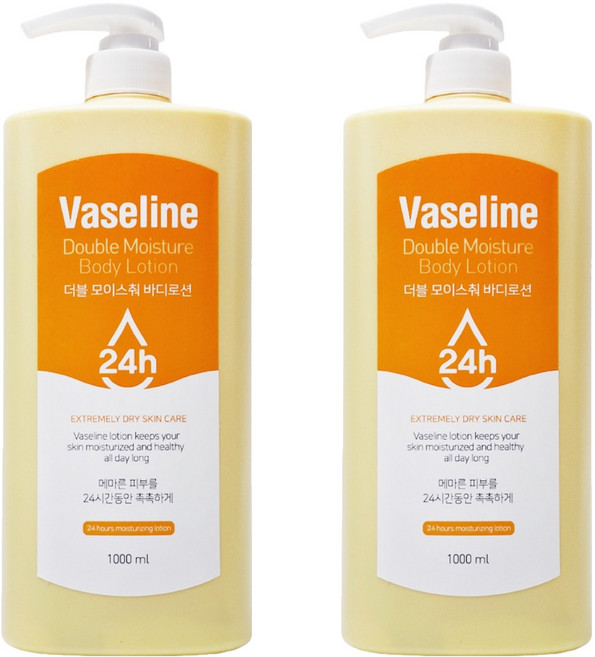 Vaseline 凡士林 24小時高保濕雙倍滋潤大容量身體乳, 1L, 2瓶