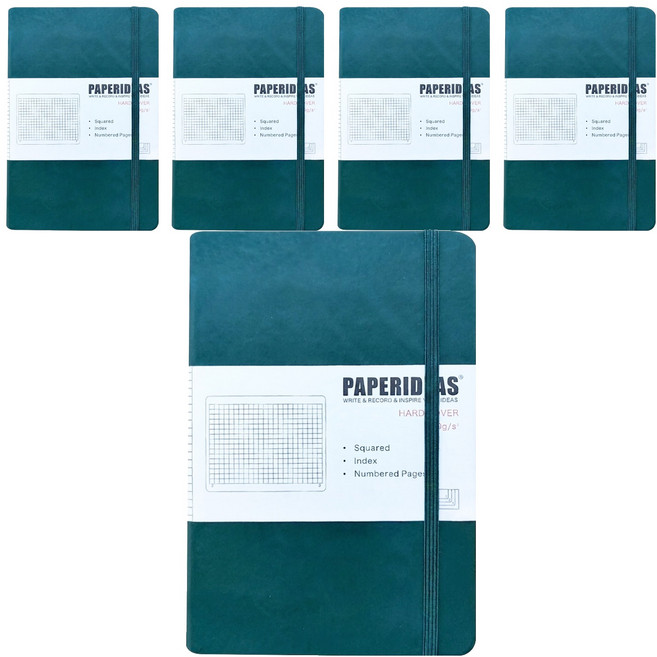 PAPERIDEAS A5 硬皮 188頁 方格 327g, 聖誕綠, 5本
