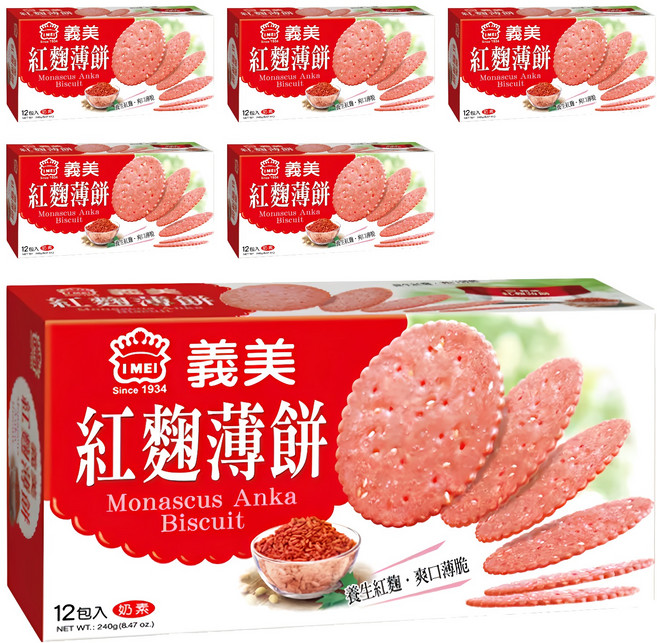 義美 紅麴養生薄餅 奶素, 240g, 6盒