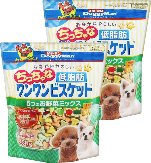 DoggyMan 多格漫 低脂綜合迷你餅乾 犬用, 5種野菜, 450g, 2包