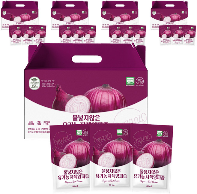 유기농마루 정품 물넣지않은 유기농 자색양파즙 30p, 2.4L, 5개