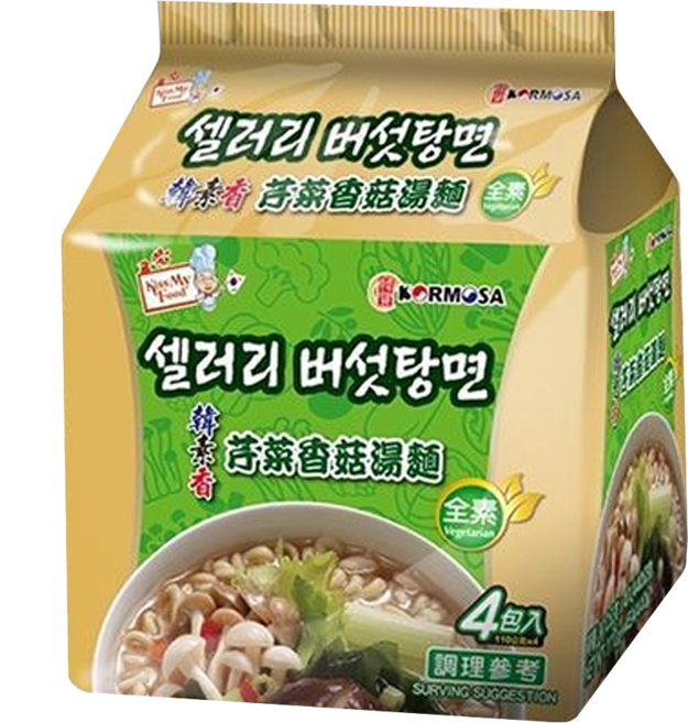 KORMOSA 韓寶 韓素香芹菜香菇湯麵 Q彈麵條 全素, 4包