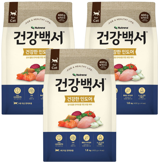 건강백서 고양이 기능성 사료, 닭, 1.6kg, 3개