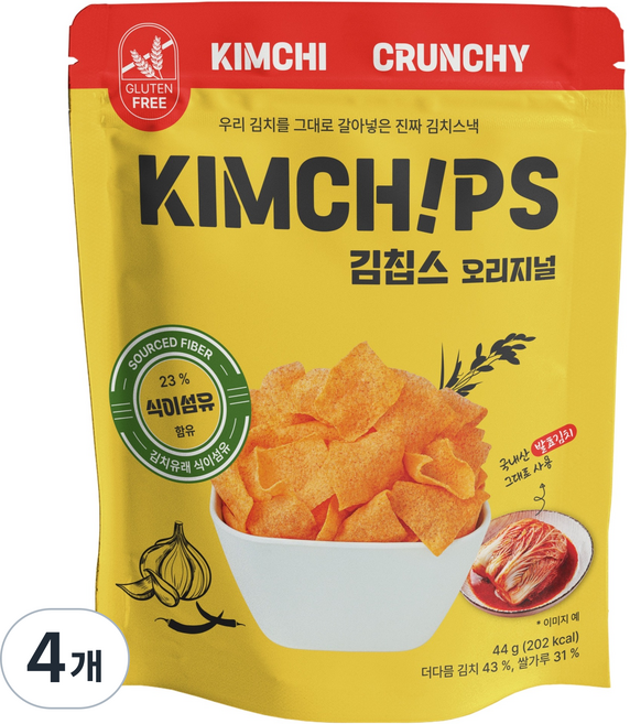 김칩스 더다믐 김치부각, 44g, 4개