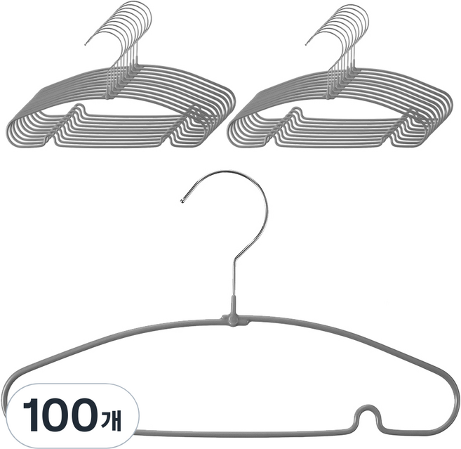 코멧 코팅 논슬립 키즈 옷걸이, 그레이, 100개