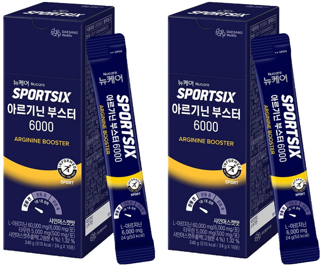 뉴케어스포식스 정품 아르기닌 부스터 6000 10p, 240g, 2개