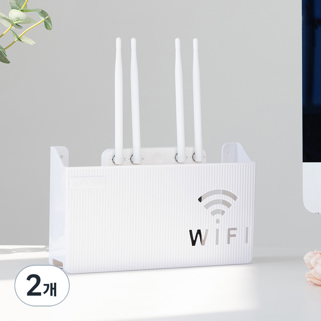 메이크마인 무타공 벽걸이 셋톱박스 선 정리함, 2개, 화이트