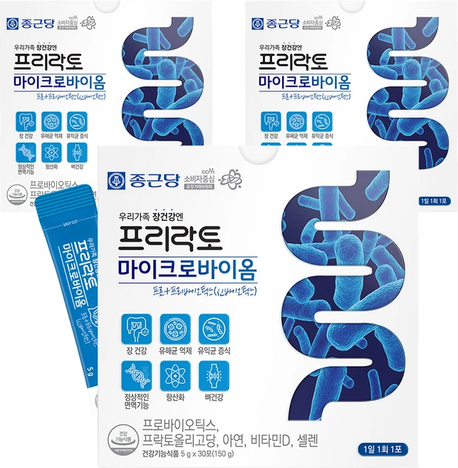 종근당 프리락토 마이크로바이옴 30포, 150g, 3개 - 쿠팡
