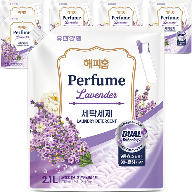 해피홈 파워겔 프레쉬부스터 라벤더향 액상세제 리필, 2.1L, 6개