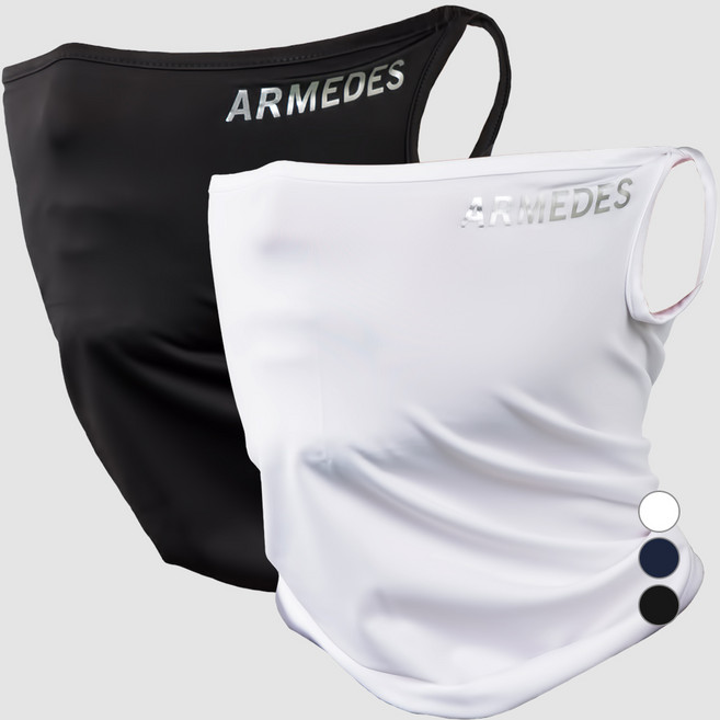 아르메데스 자외선차단 사계절 기능성 귀걸이 스포츠 마스크 AR-21, 블랙 + 화이트, 2개