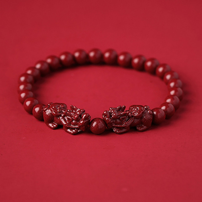 붓다베스트 여성용 액운막이 경면주사 쌍 비휴 팔찌