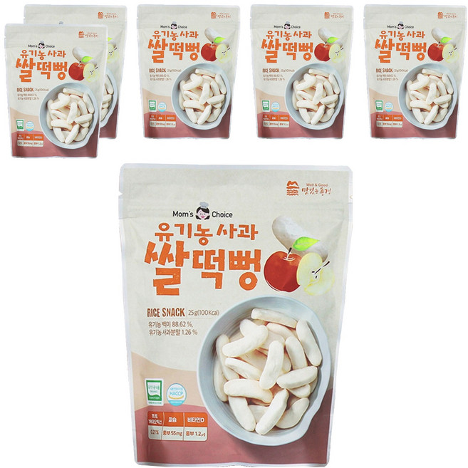 맛있는풍경 유기농 사과 쌀떡뻥, 사과맛, 25g, 6개